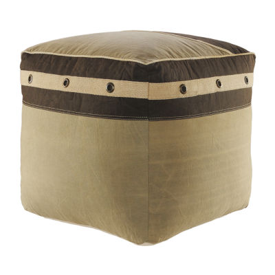 LR Home Holland 20" Handmade Cotton Pouf in Brown