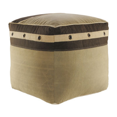LR Home Holland 20" Handmade Cotton Pouf in Brown