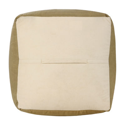 LR Home Holland 20" Handmade Cotton Pouf in Brown