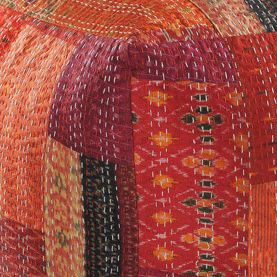 LR Home Wales Handmade Large Pouf Patchwork Ottoman