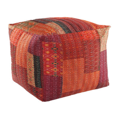 LR Home Wales Handmade Large Pouf Patchwork Ottoman