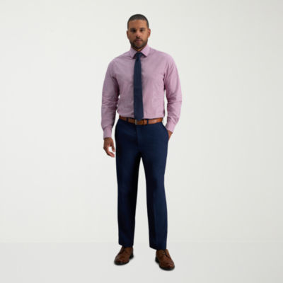 Haggar E-CLO Stria Mens Classic Fit Dress Flat Front Pant