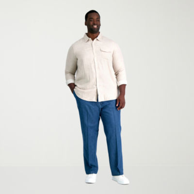 Haggar Stretch Denim Mens Classic Fit Big and Tall Flat Front Pant