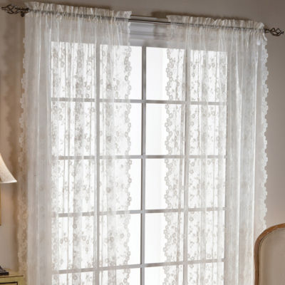 Saturday Knight Petite Fleur Rod Pocket Sheer Single Curtain Panel