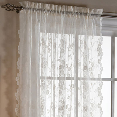 Saturday Knight Petite Fleur Rod Pocket Sheer Single Curtain Panel