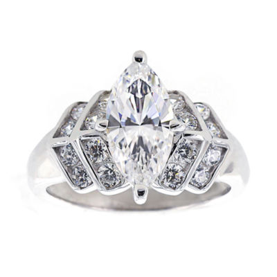 TwoBirch 1 Carat Cubic Zirconia Round And Marquise Wedding Ring Wrap In Sterling Silver Sterling Silver 4 C87