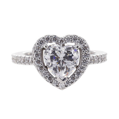 DiamonArt® Cubic Zirconia Sterling Silver Heart Halo Ring JCPenney
