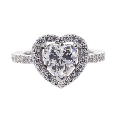 DiamonArt® Cubic Zirconia Sterling Silver Heart Halo Ring