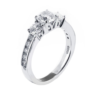 DiamonArt® Cubic Zirconia Sterling Silver 3-Stone Ring