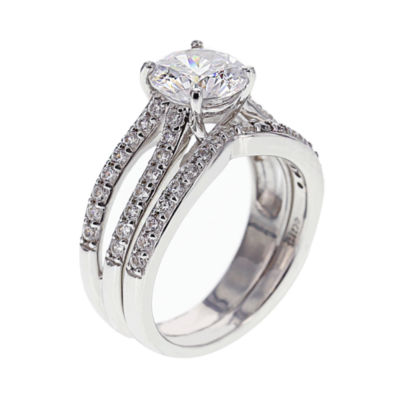 DiamonArt® Cubic Zirconia Sterling Silver Bridal Ring Set