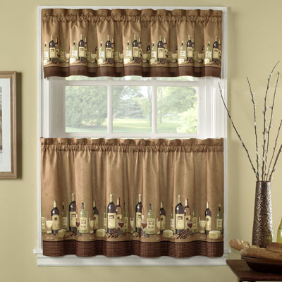 CHF Wines 3-pc. Rod Pocket Kitchen Curtains & Drapes Window Set