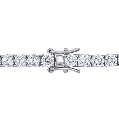 Womens White Cubic Zirconia Sterling Silver 17 Inch Tennis Necklace
