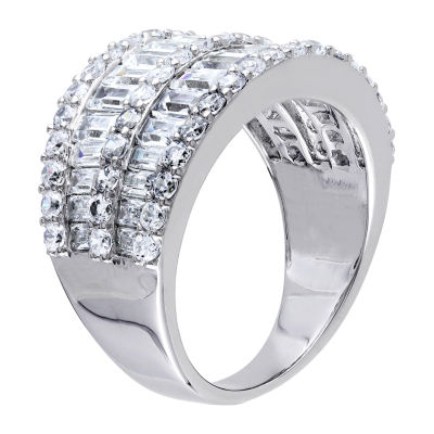 Womens 3.5mm 6 CT. T.W. White Cubic Zirconia Sterling Silver Band