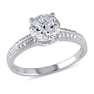 Womens 3 3/4 CT. White Cubic Zirconia Sterling Silver Engagement Ring ...