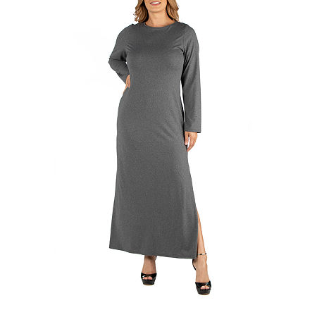  24/7 Comfort Apparel Form Fitting Long Sleeve Maxi Dress