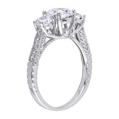 Womens 3 CT. T.W. White Cubic Zirconia Sterling Silver 3-Stone Engagement Ring