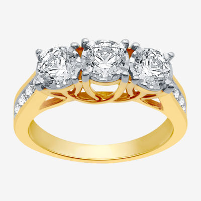 Love Lives Forever (H-I / I1) Womens 1 1/2 CT. T.W. Lab Grown White Diamond 10K Gold Round 3-Stone Engagement Ring