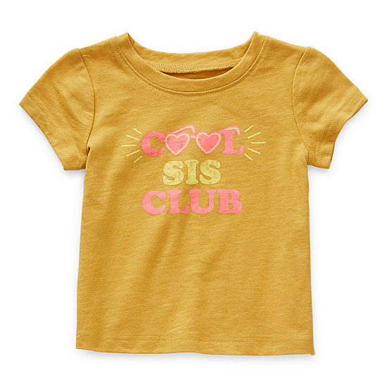 Okie Dokie Baby Girls Round Neck Short Sleeve Graphic T-Shirt