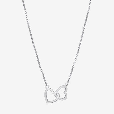 Silver Treasures Womens Sterling Silver Heart 16 Inch Pendant Necklace