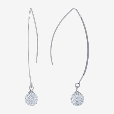 Silver Treasures Crystal Sterling Silver Drop Earrings