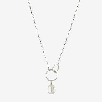 Sterling Silver Freshwater Cultured Pearl Circle Pendant 16 Sterling Silver Freshwater Cultured Pearl Circle Pendant 16