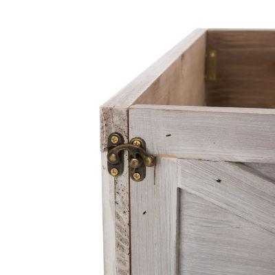 Glitzhome Washed White Wooden Christmas Tree Collar