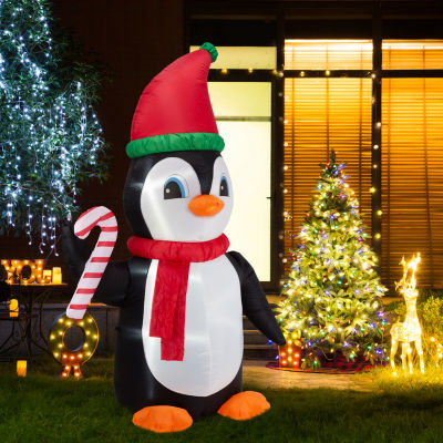 Glitzhome 8' Lighted Self Inflating Christmas Outdoor Inflatable Penguin