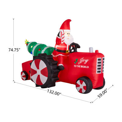 Glitzhome 11' Santa on Tractor Self Inflating Christmas Outdoor Inflatable