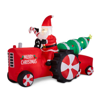 Glitzhome 11' Santa on Tractor Self Inflating Christmas Outdoor Inflatable