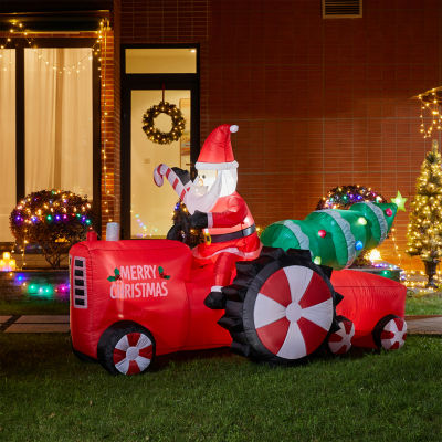 Glitzhome 11' Santa on Tractor Self Inflating Christmas Outdoor Inflatable