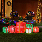 Glitzhome 8' Lighted Self Inflating Christmas Outdoor Inflatable Gift Boxes