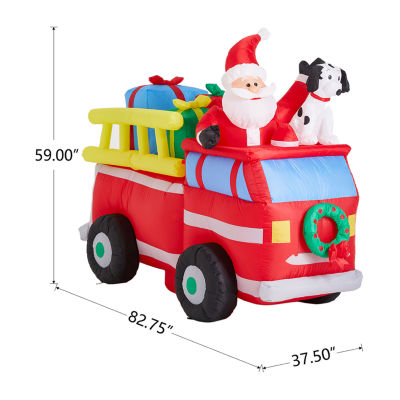 Glitzhome 7' Lighted Self Inflating Christmas Outdoor Inflatable Santa in Truck