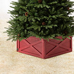 Glitzhome 26" Red Wooden Christmas Tree Collar