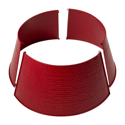 Glitzhome 26" Red Hammered Metal Christmas Tree Collar