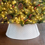Glitzhome 26" White Washed Metal Woven Christmas Tree Collar