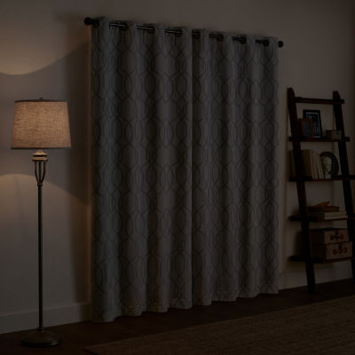 Eclipse Ambiance Lattice Draft Stopper Energy Saving 100% Blackout Grommet Top Single Curtain Panel