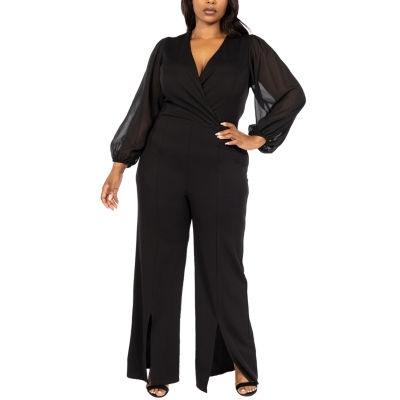 Long Sleeve Split Leg Jumpsuit 