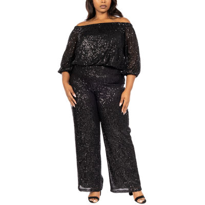 Premier Amour-Plus Womens Sequin Wide Leg Pull-On Pants