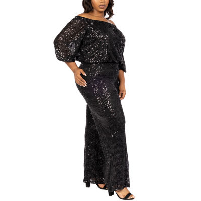 Premier Amour-Plus Womens Sequin Wide Leg Pull-On Pants