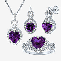 Lab Created Purple Amethyst Sterling Silver Heart 3-pc. Jewelry Set