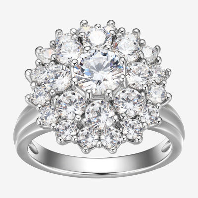 Womens /4 CT. T.W. Cubic Zirconia Sterling Silver Round Cocktail Ring