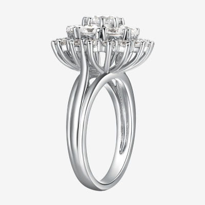 Womens /4 CT. T.W. Cubic Zirconia Sterling Silver Round Cocktail Ring