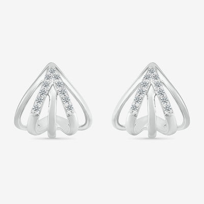 1/8 CT. T.W. Natural White Diamond Sterling Silver 12mm Stud Earrings