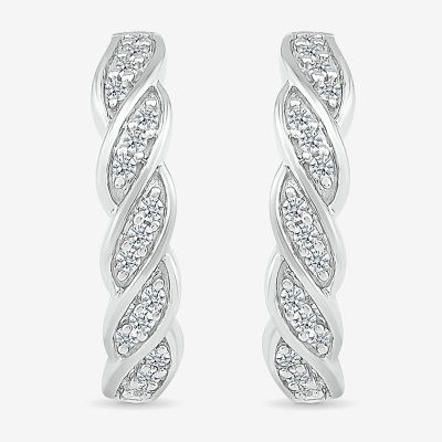 1 CT. T.W. Mined White Diamond Sterling Silver 21mm Hoop Earrings