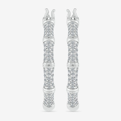 Womens / CT. T.W. Natural White Diamond Sterling Silver 25mm Hoop Earrings