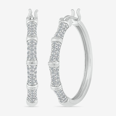 Womens / CT. T.W. Natural White Diamond Sterling Silver 25mm Hoop Earrings