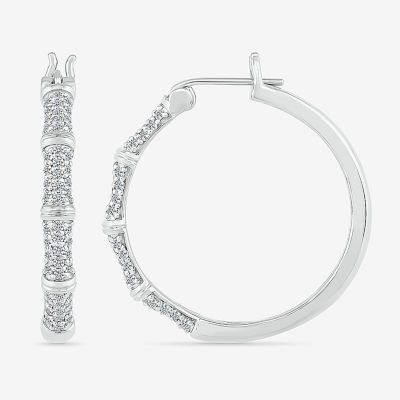 Womens / CT. T.W. Natural White Diamond Sterling Silver 25mm Hoop Earrings