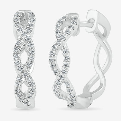 1/3 CT. T.W. Natural White Diamond Sterling Silver 17.2mm Infinity Hoop Earrings