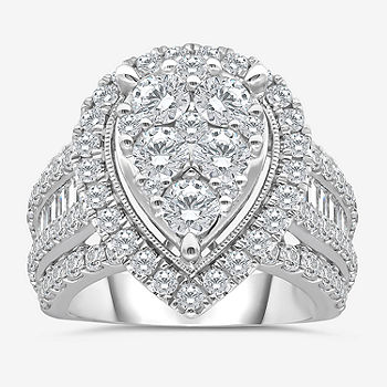 4 CT. T.W. Diamond Pear Shape Side Stone Halo Engagement Ring in 10K or 14K  White Gold - JCPenney