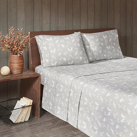 Woolrich Flannel Cotton Sheet Set, One Size, Gray